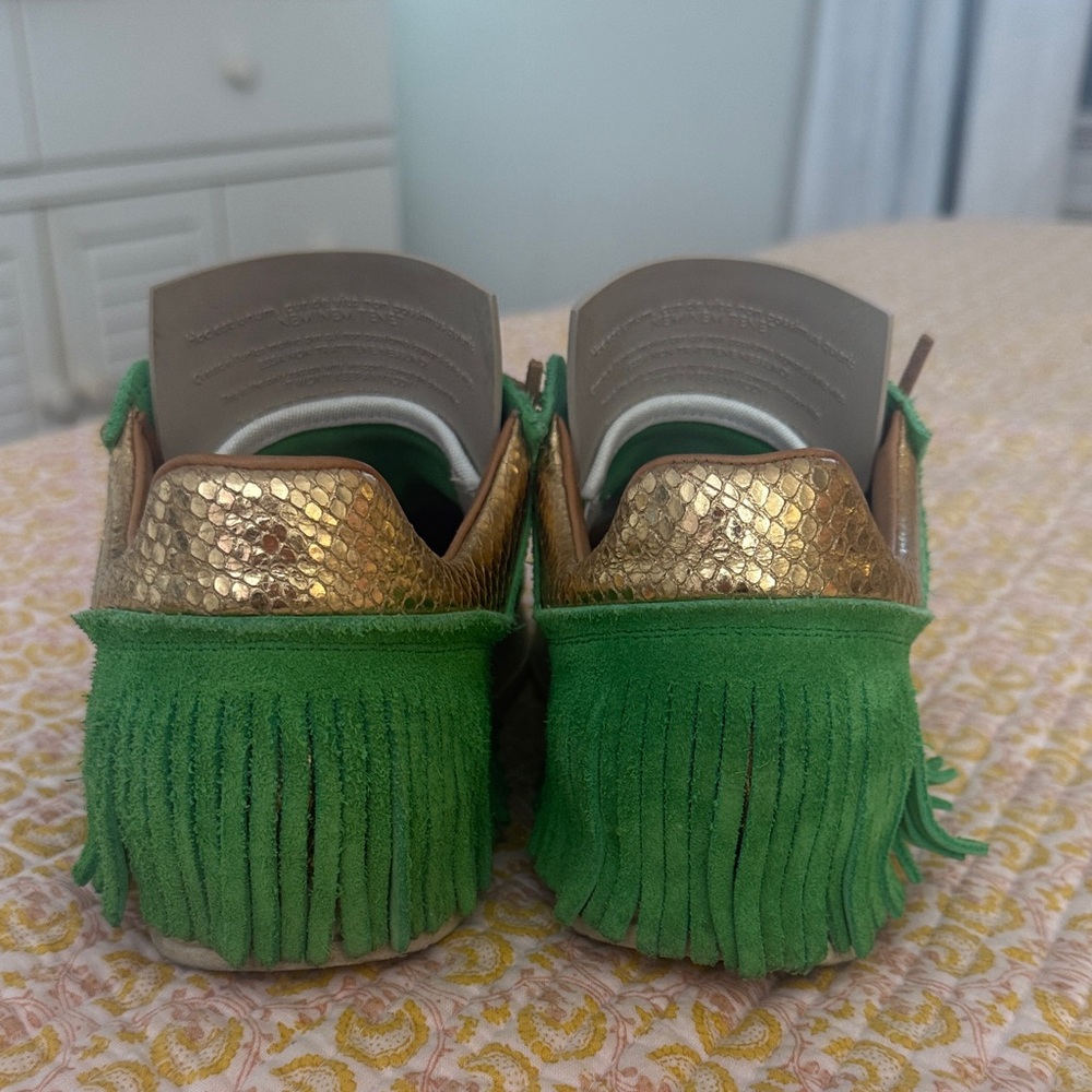 Green and Gold Women's Sneakers - Picture 3 of 5
